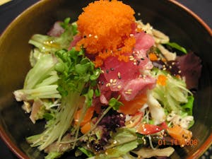 Order Sashimi Salad food online from Kanbu Sushi Downtown store, Ann Arbor on bringmethat.com