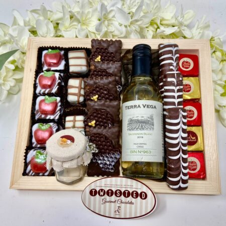 Order Apples n honey wooden gift tray food online from Twisted Gourmet Chocolates store, Passaic on bringmethat.com