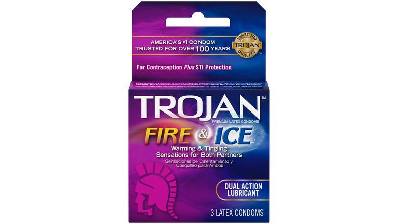 Order Trojan Fire & Ice Dual Action Condoms - Pack Of 3 food online from Route 7 Food Mart store, Norwalk on bringmethat.com