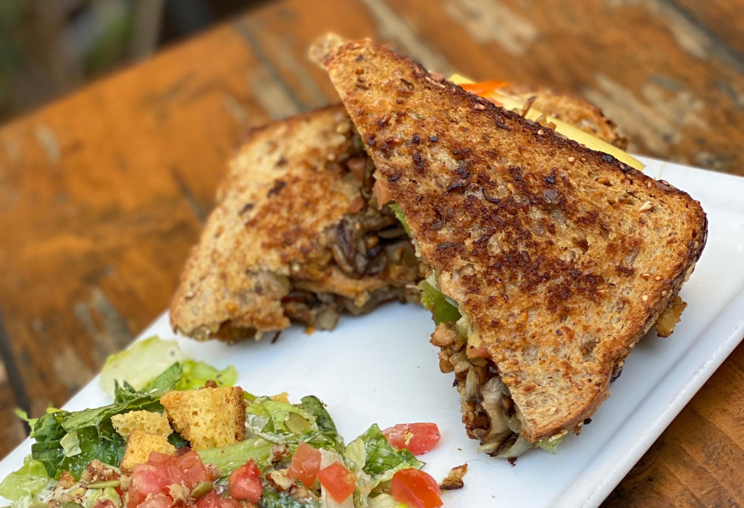 Order GRILLED CHEESE SANDWICH WITH SIDE DISH food online from Suncafe Organic store, Studio City on bringmethat.com