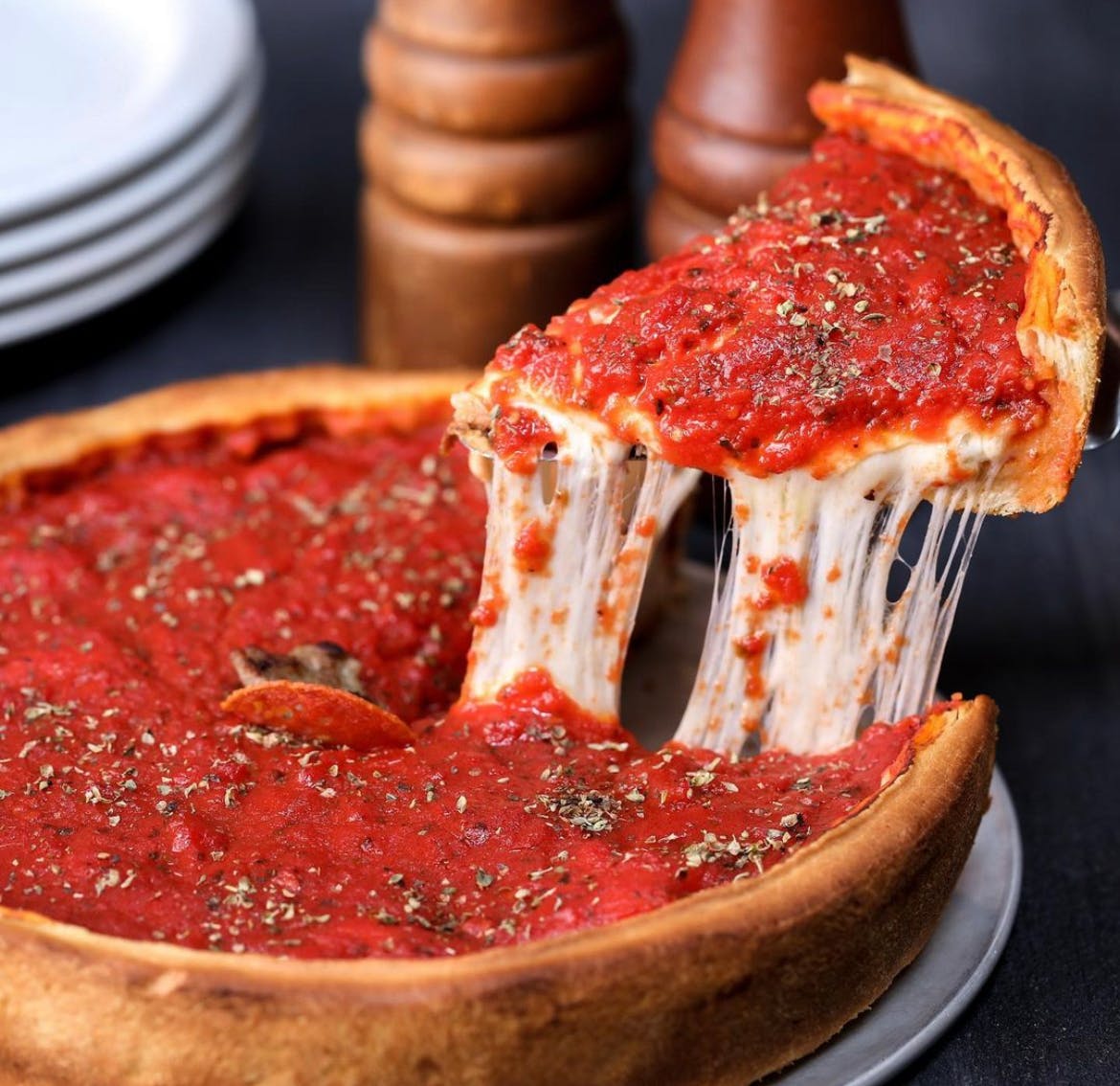 Order Build Your Own Deep Pizza - 10'' food online from Patxi's Chicago Pizza store, San Francisco on bringmethat.com