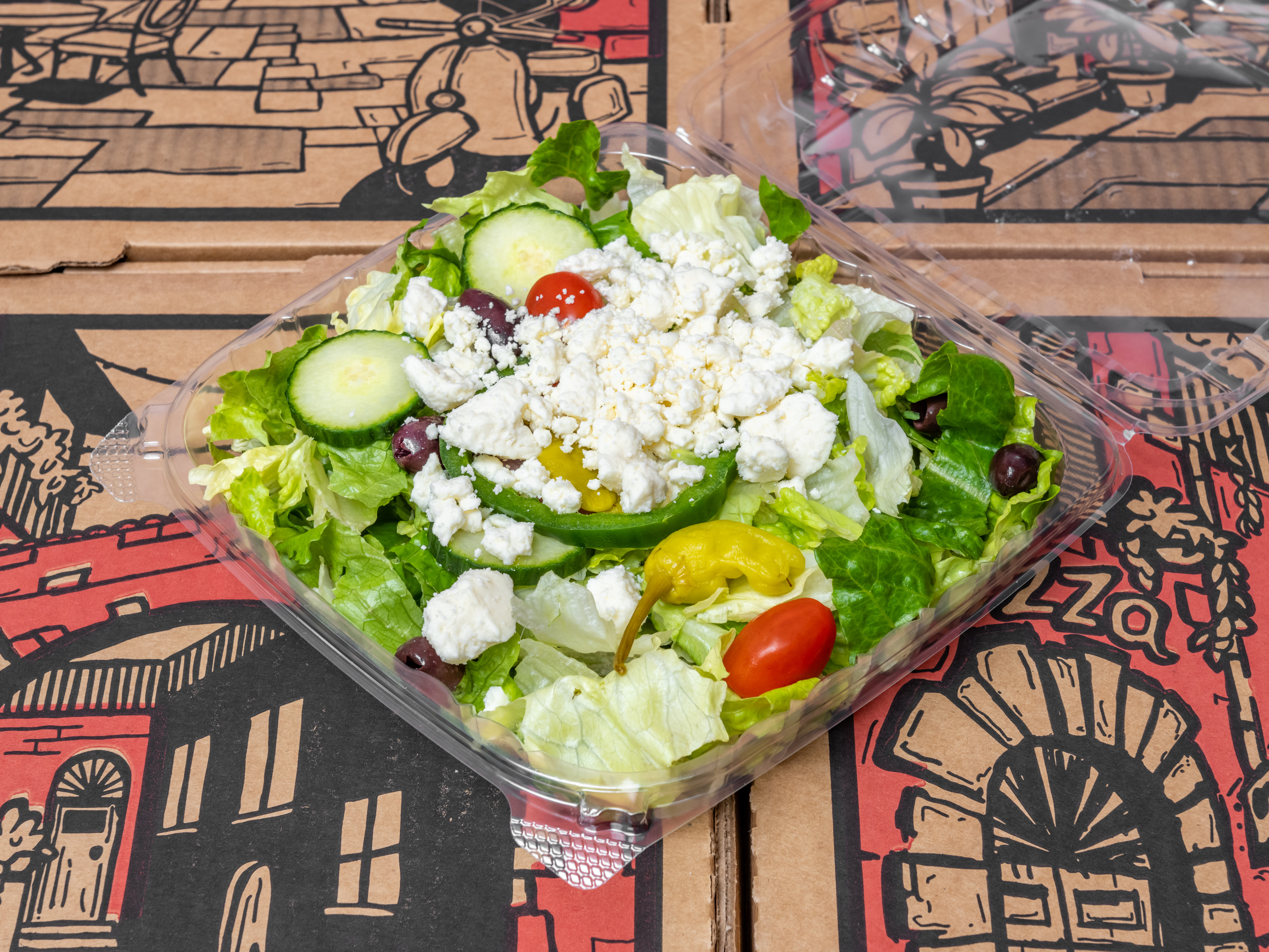 Order Greek Salad food online from Little Villa's Pizza store, Atlanta on bringmethat.com