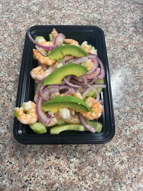 Order 5. Cooked Shrimp Aguachile with Green Sauce food online from Sushi Y Mariscos Que Rollo store, Northridge on bringmethat.com