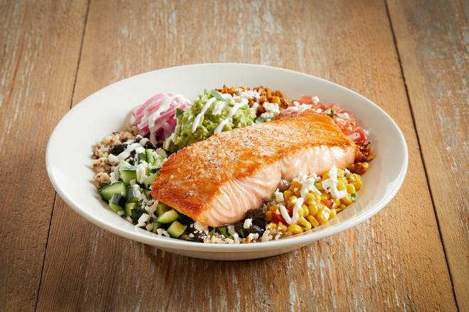 Order Cauliflower & Quinoa Power Bowl With Salmon* food online from Bj Restaurant & Brewhouse store, Escondido on bringmethat.com