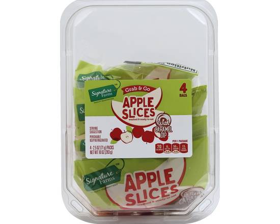 Order Signature Farms · Apple Slices with Caramel Dip (4 x 2.5 oz) food online from Safeway store, Alamo on bringmethat.com