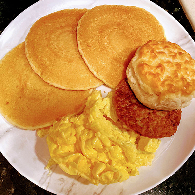 Order Desayuno Pancake Combo food online from El Antojito store, Houston on bringmethat.com