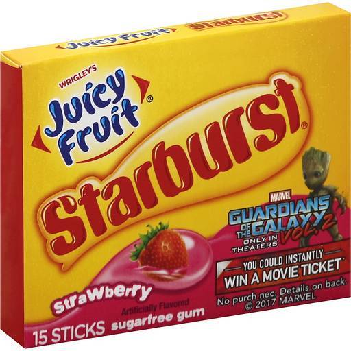 Order Juicy Fruit Gum - Starburst Strawberry (15 sticks) food online from Ice Cream & More Anaheim store, Anaheim on bringmethat.com