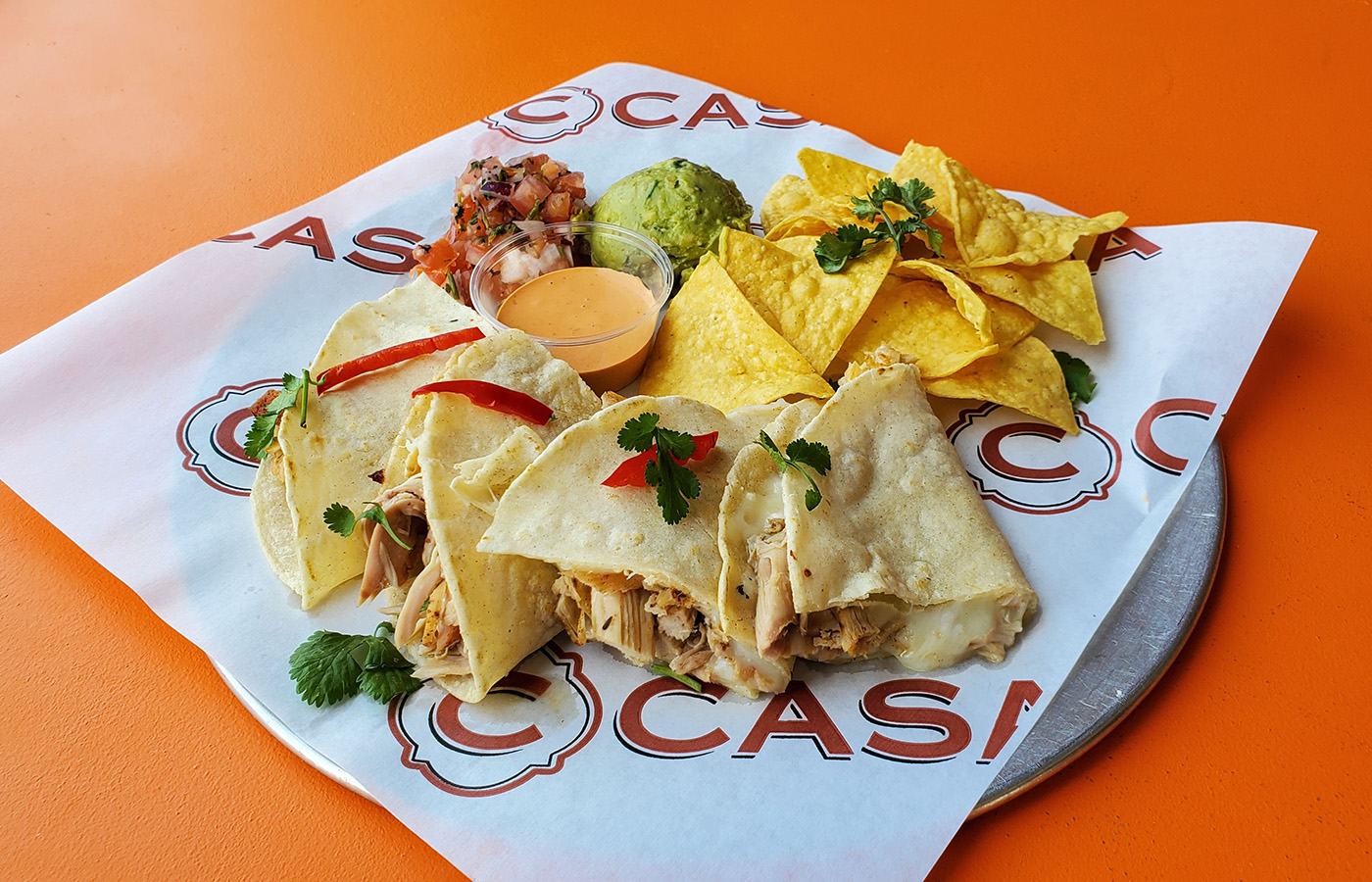 Order Chicken and Cheese Quesadilla food online from C Casa store, Napa on bringmethat.com