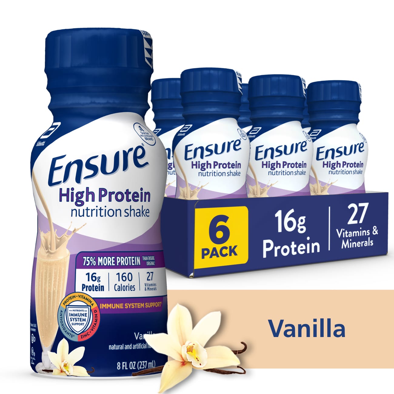 Order Ensure High Protein Nutrition Shake, Vanilla, Ready-to-Drink, 8 fl oz - 6 ct food online from Rite Aid store, ELMIRA on bringmethat.com