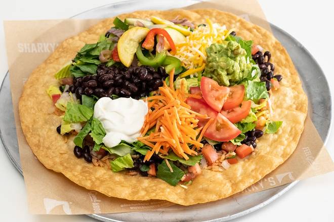 Order Tostada Salad food online from Sharkys Woodfired Grill Mexican store, Newbury Park on bringmethat.com