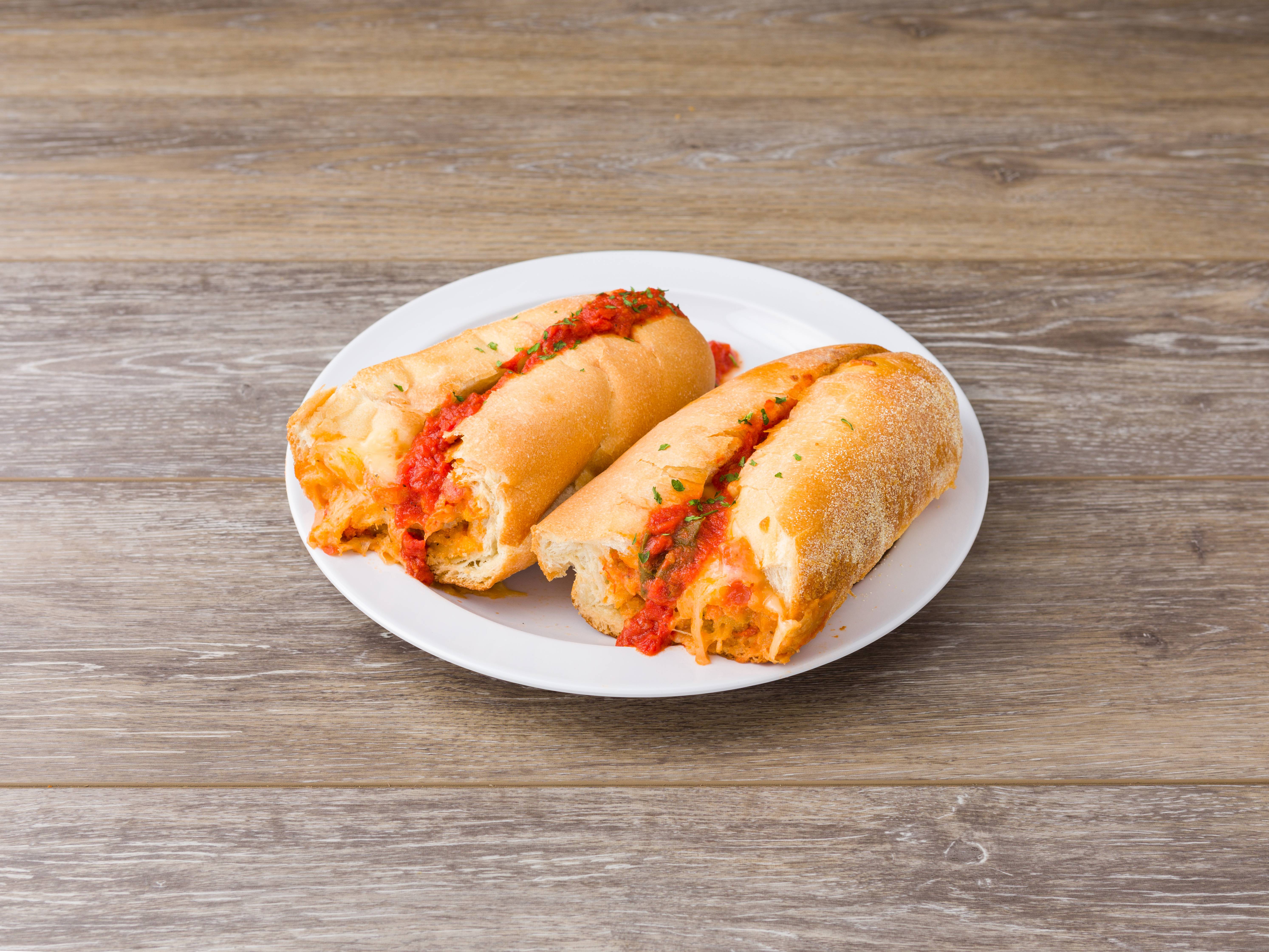 Order Chicken Parmigiana Sub with Vodka Sauce food online from Marios Classic Pizza Cafe store, Hoboken on bringmethat.com
