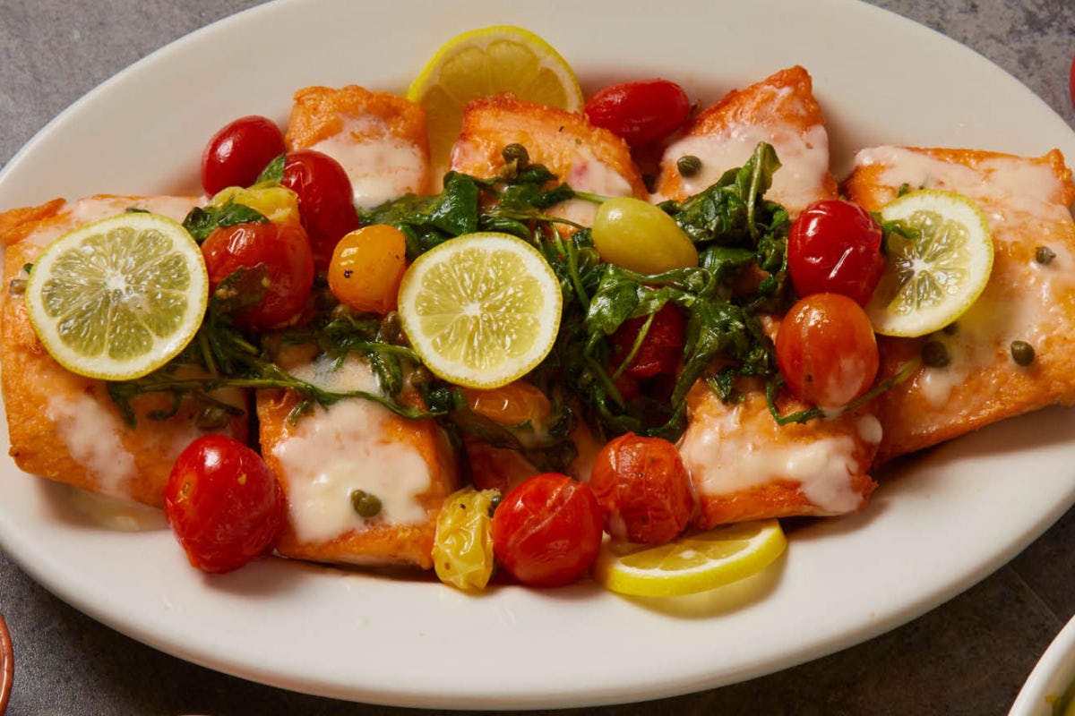 Order Salmon Sorrento* food online from Buca di Beppo store, Mesa on bringmethat.com