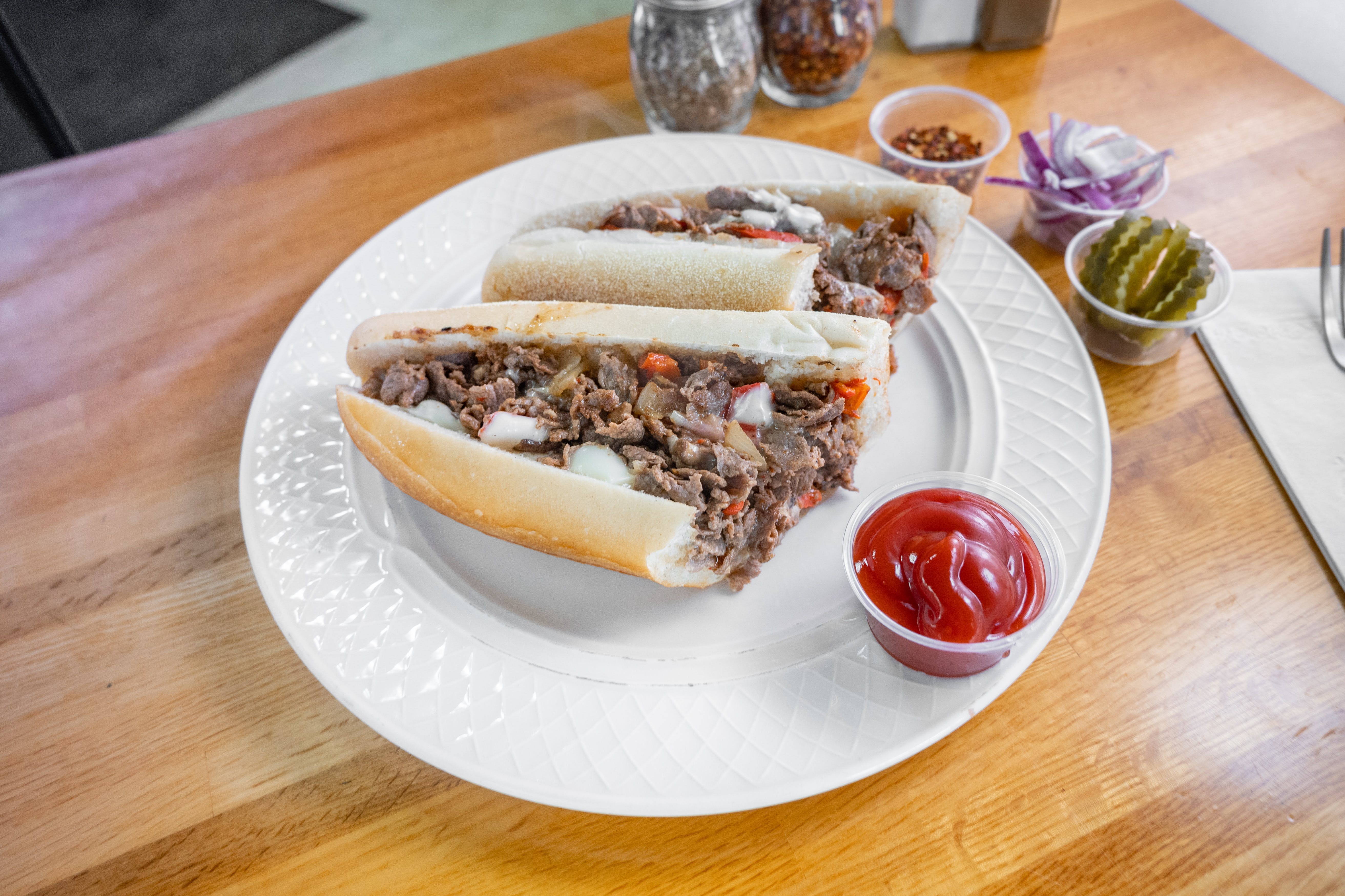 Order Cheesesteak Sandwich - 8" food online from Tony's Pizza & Pasta store, Plymouth Meeting on bringmethat.com