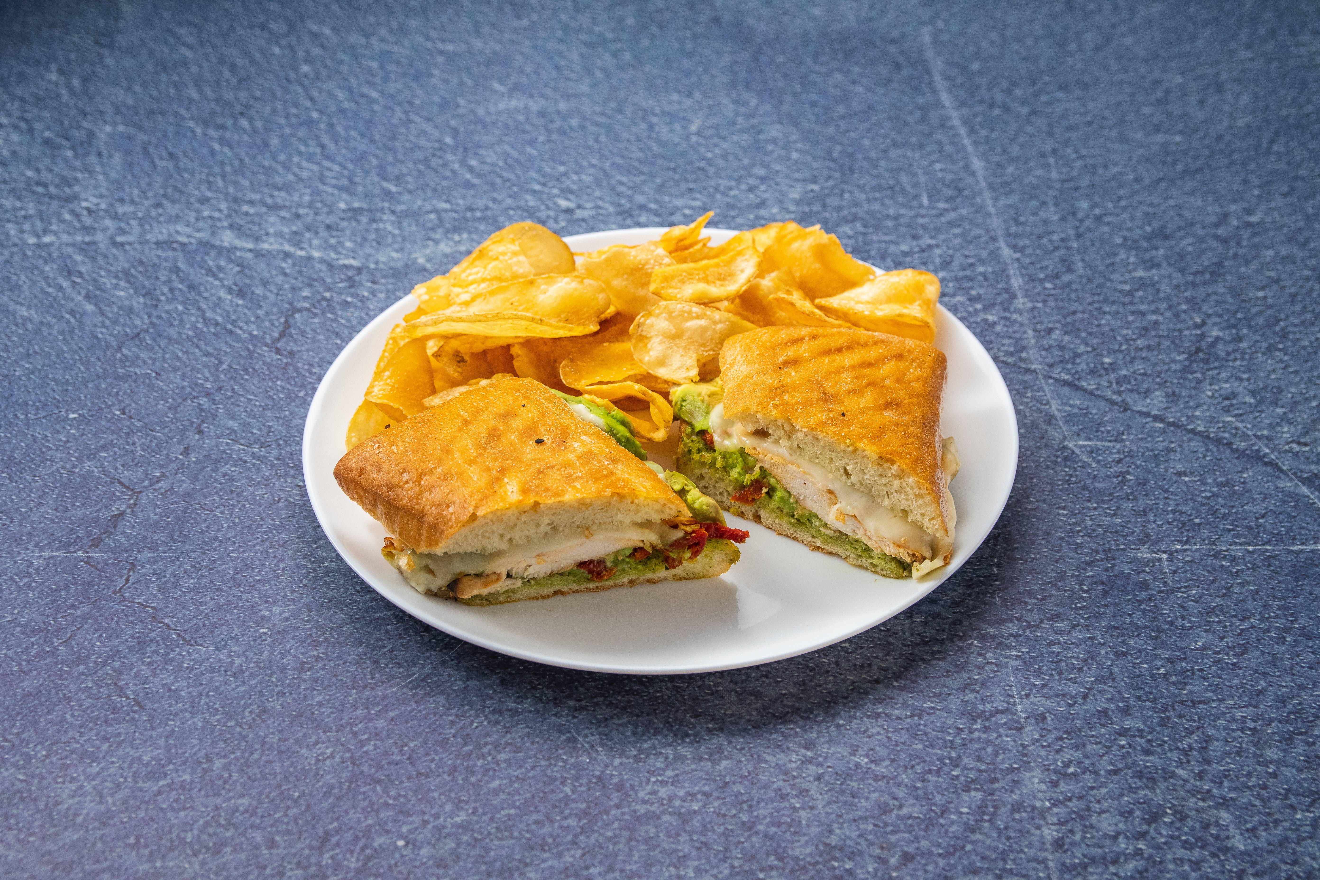 Order Chicken Pesto Panini food online from Crave Cafe store, West Hills on bringmethat.com