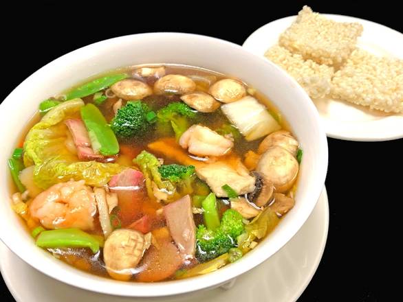 Order Sizzling Rice Soup food online from Soul of China store, La Quinta on bringmethat.com