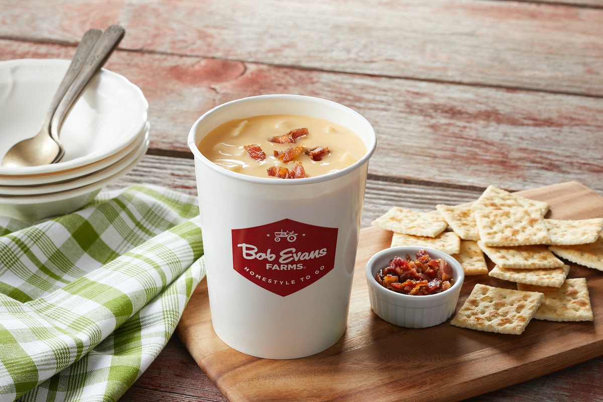 Order Family Size Cheddar Baked Potato Soup food online from Bob Evans Restaurant store, New Stanton on bringmethat.com