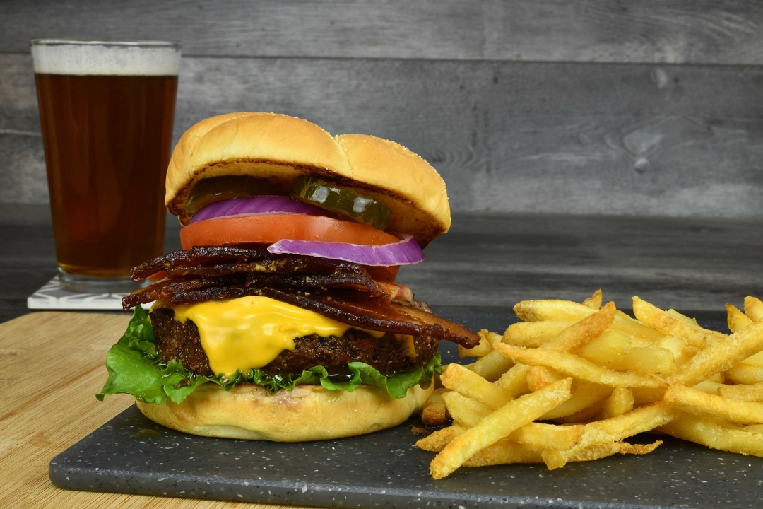 Order Hickory Bacon Burger food online from Red Hot & Blue store, North Richland Hills on bringmethat.com