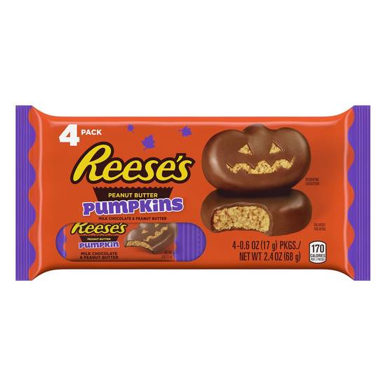 Order REESE'S Halloween Milk Chocolate Peanut Butter Pumpkins Candy, 4 CT food online from CVS store, Ulster County on bringmethat.com
