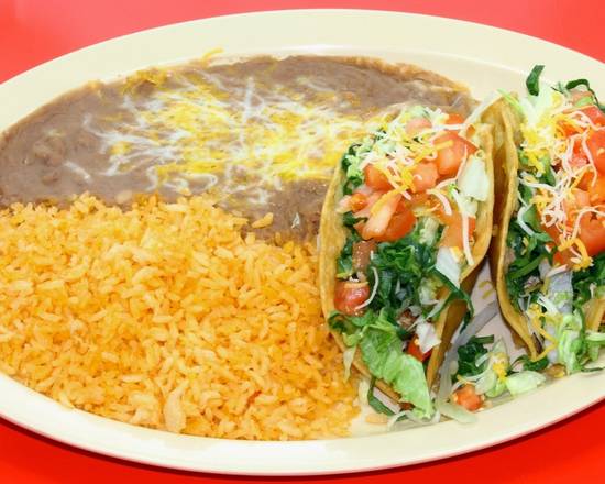 Order Two Hard Tacos Plate food online from Chile Verde store, Carson on bringmethat.com