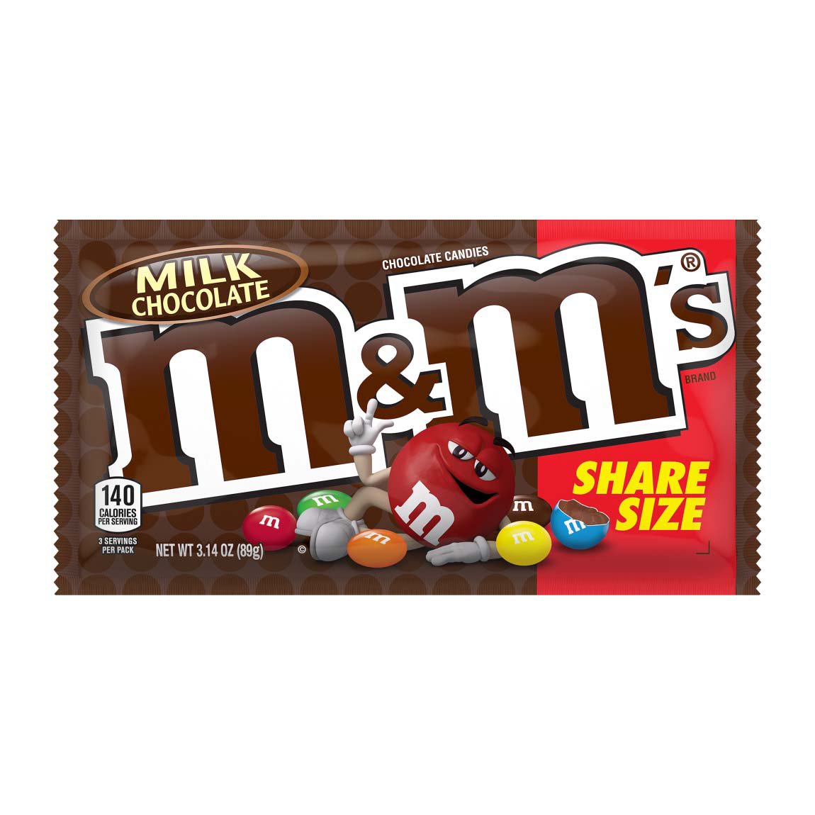 Order M&M's Milk Chocolate Share Size (3.14 oz) food online from Checkout Food Stores #69 store, Spring on bringmethat.com
