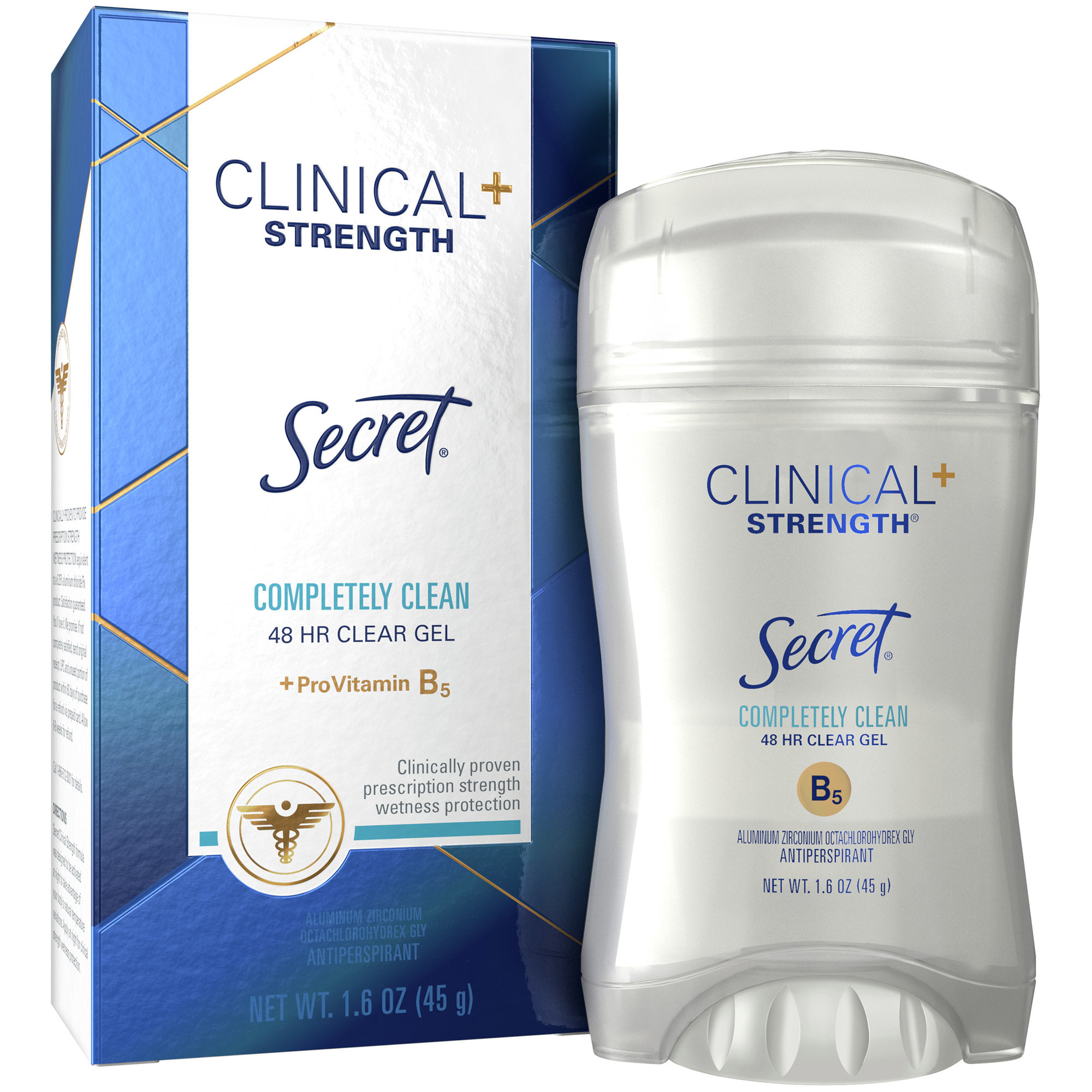 Order Secret Clinical Strength Clear Gel Antiperspirant and Deodorant, Completely Clean, 1.6 oz food online from Bartell store, Edmonds on bringmethat.com