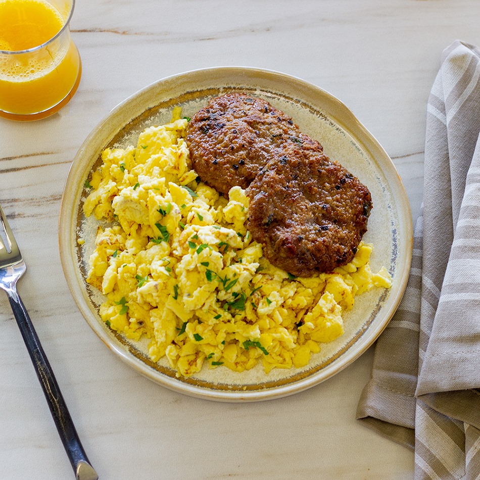Order Bacon Sausage and Scrambled Eggs food online from Evolve Juicery & Kitchen store, Omaha on bringmethat.com
