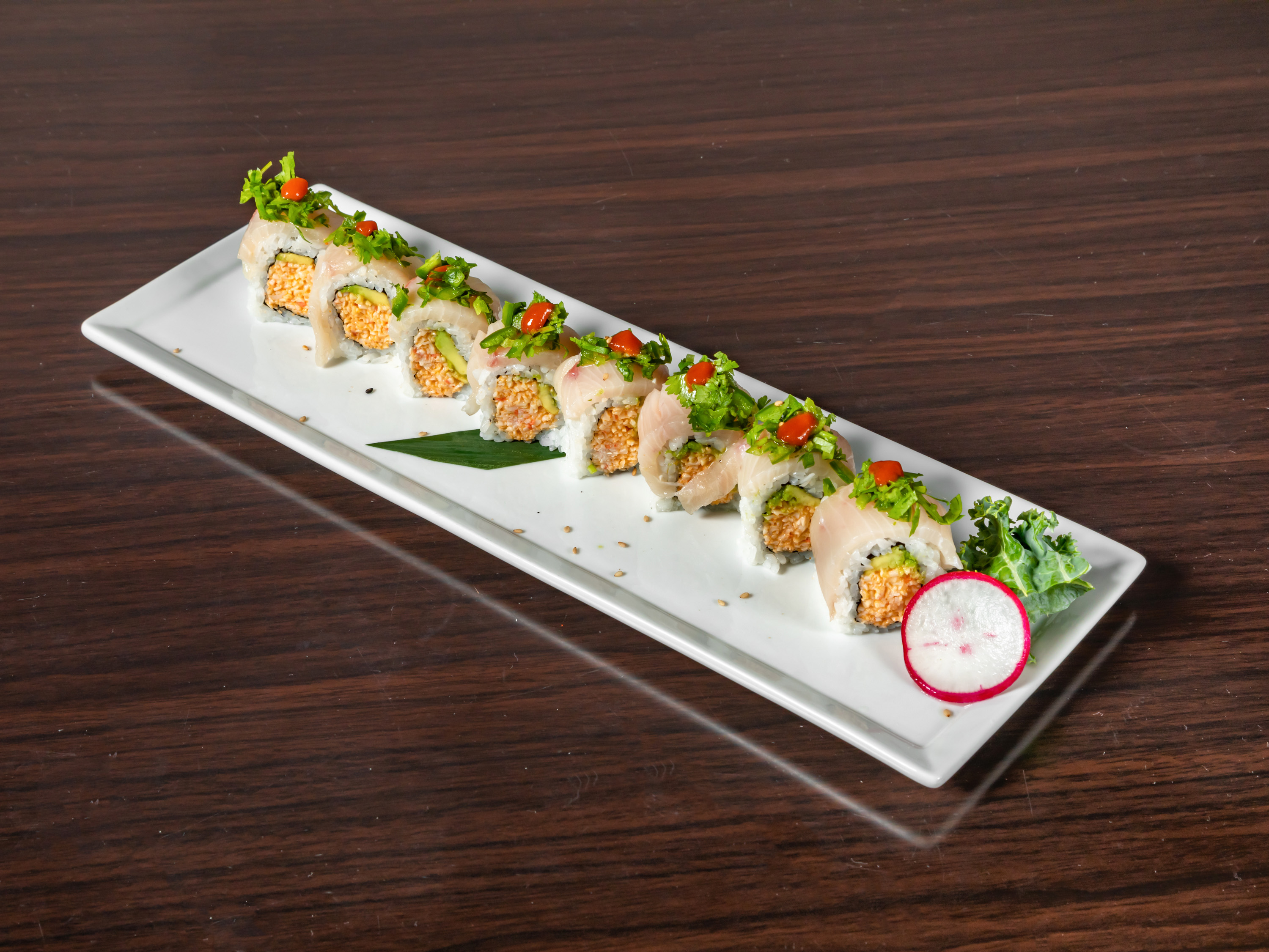 Order Yellowtail Surprise Roll food online from Hotto Sushi store, Orange on bringmethat.com