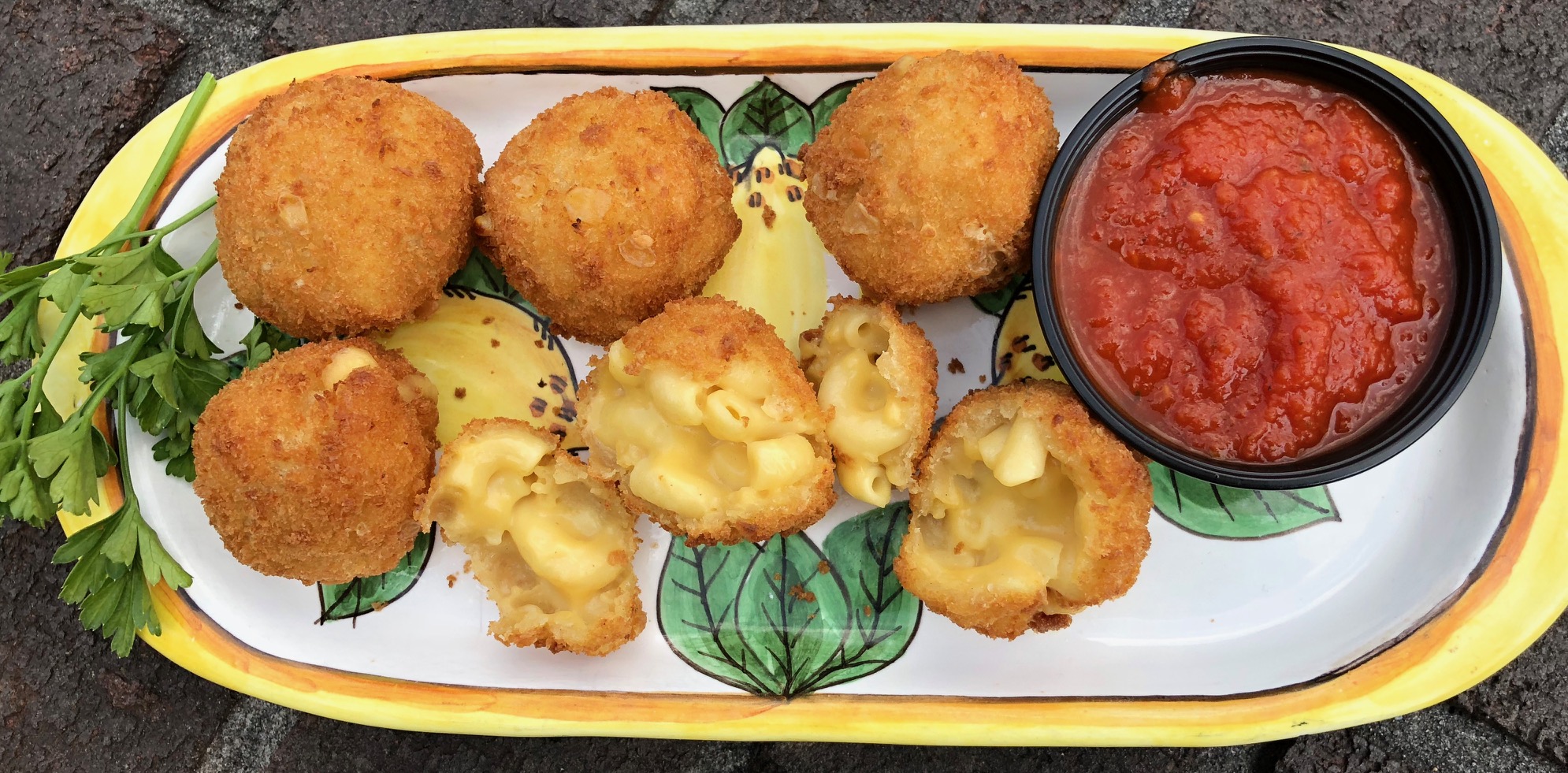 Order 6 Piece Fried Macaroni and Cheese Balls food online from Bobby Chez store, Collingswood on bringmethat.com