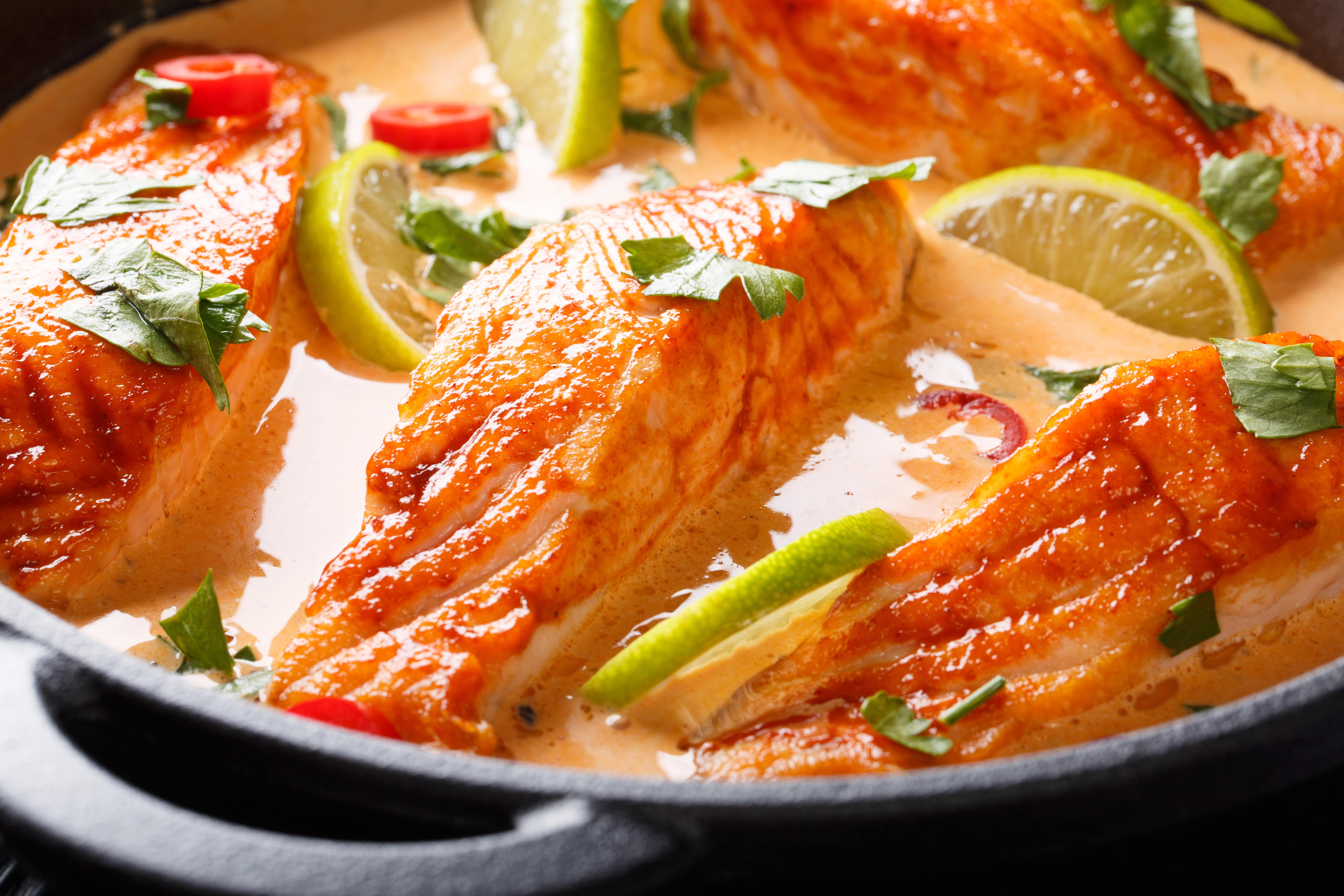 Order Fish (Salmon) Thai Curry  food online from Tropical Curry And Grill store, Pflugerville on bringmethat.com