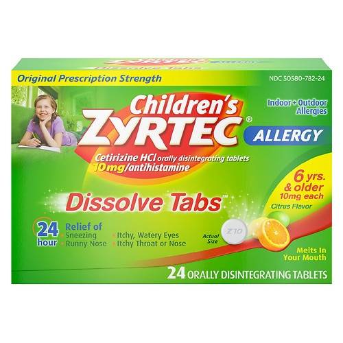 Order Zyrtec 24 Hour Allergy Dissolve Tablets Citrus - 24.0 ea food online from Walgreens store, Forney on bringmethat.com
