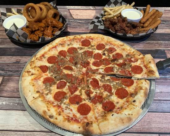 Order Large 18" Pizza + 15 wings + More food online from Black Dog Pizza                                                                                      store, Arlington on bringmethat.com