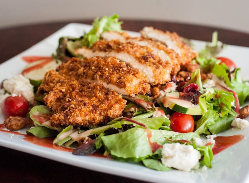 Order Pecan Crusted Chicken Salad - Salad food online from Brother Bruno Pizza store, Washingtonville on bringmethat.com