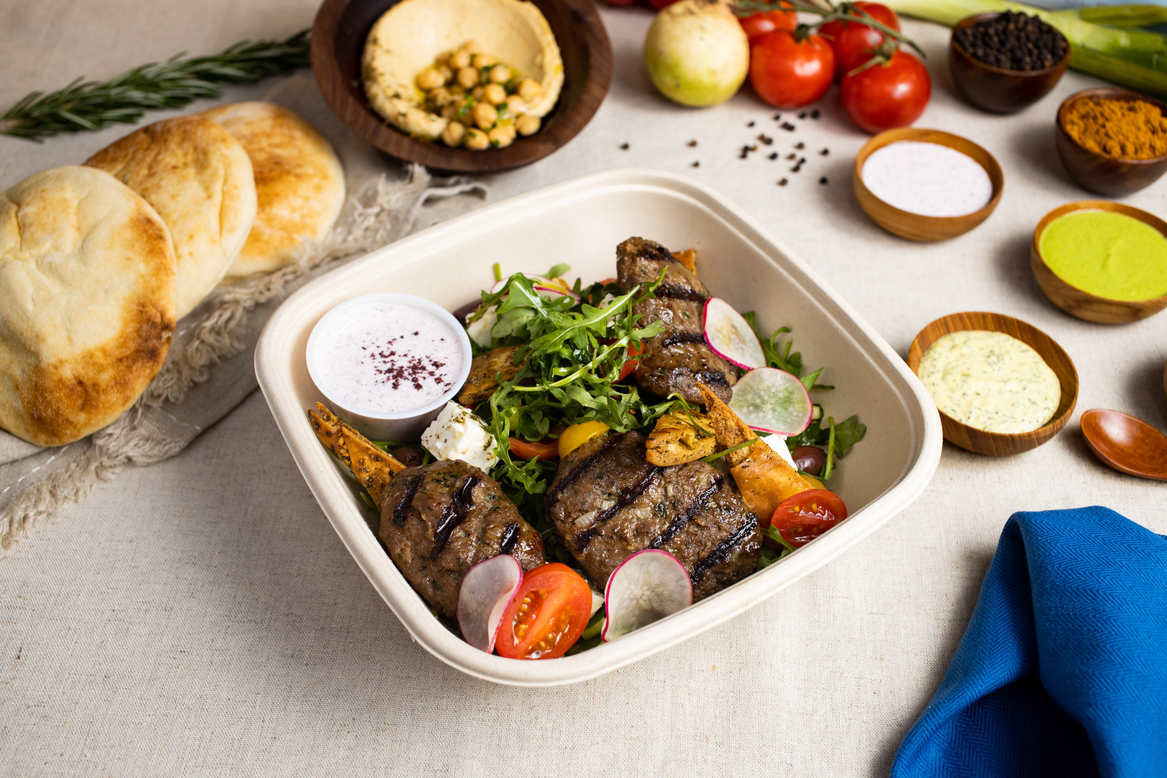 Order Save your carbs for a drink (Keto Kabob Salad) food online from Za'atar store, San Francisco on bringmethat.com