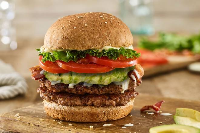 Order DOUBLE AVOCADO BACON CLUB BURGER food online from Smashburger store, Boulder on bringmethat.com