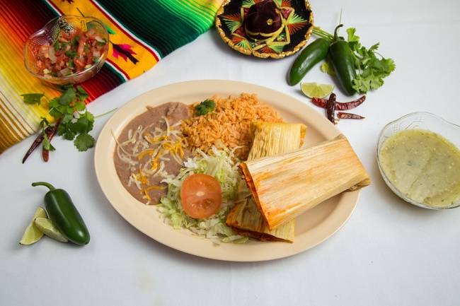 Order Tamale Plate food online from Tacos N More store, Maricopa on bringmethat.com