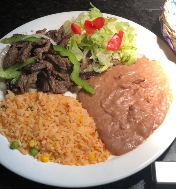 Order 20. Beef Fajita Plate food online from El Ranchito Cocina Mexicana store, San Antonio on bringmethat.com