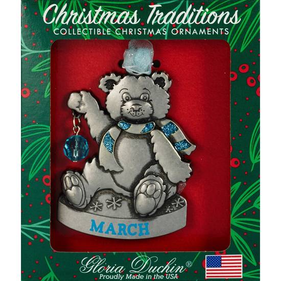 Order Gloria Duchin Christmas Traditions Ornament, Birthstone Teddy Bear, March food online from CVS store, WILLIAMSBURG on bringmethat.com