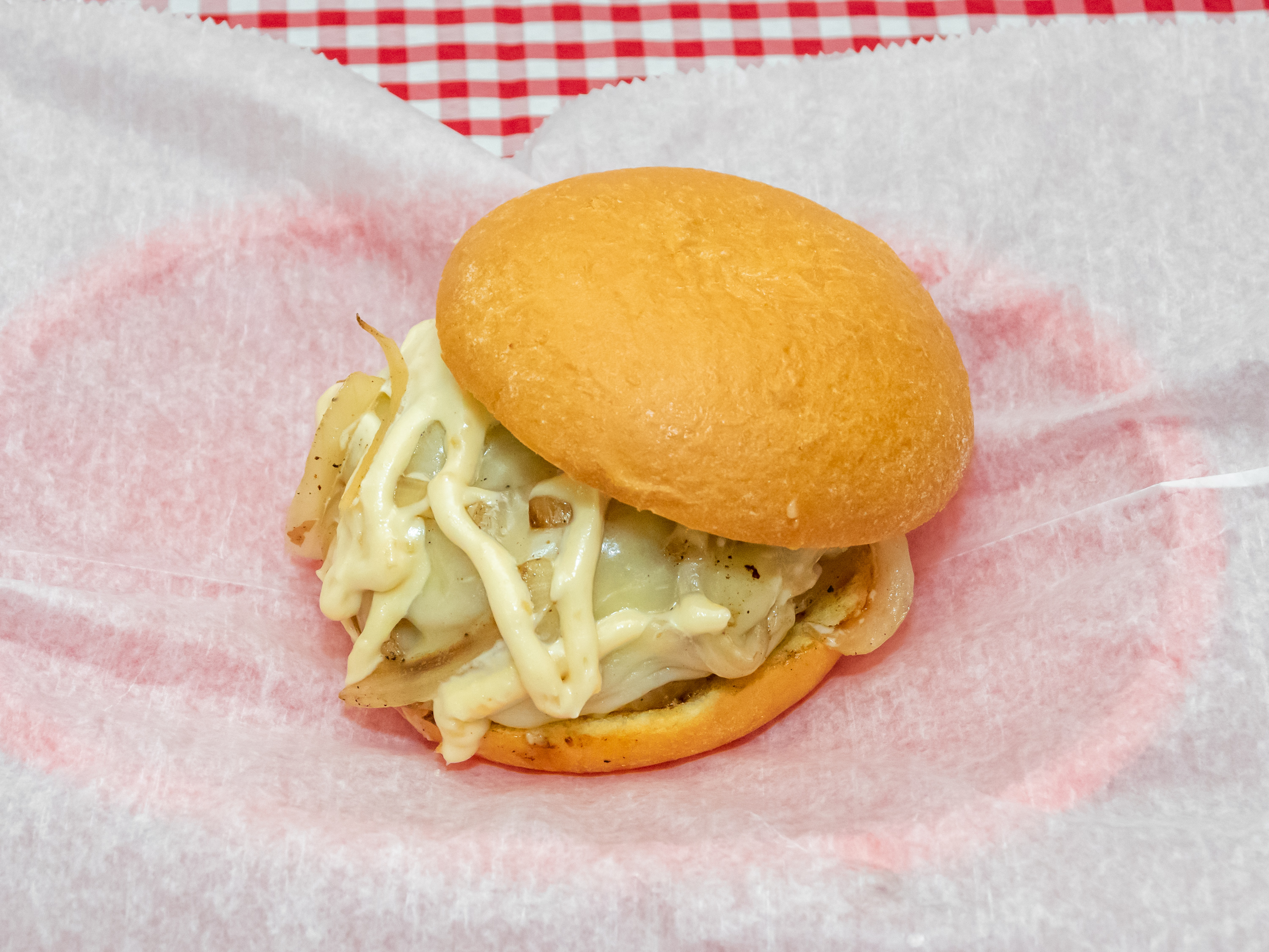 Order Garlic Onion Burger food online from Get It On A Bun At Bootys store, New Albany on bringmethat.com