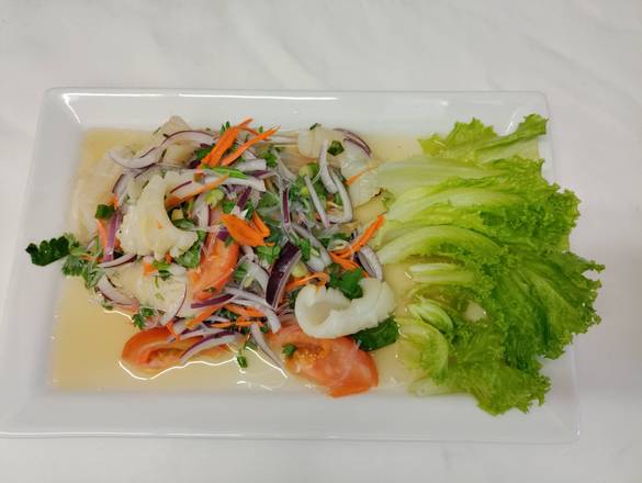 Order Yum Calamari Salad food online from Bangkok Thai Express Restaurant store, San Rafael on bringmethat.com