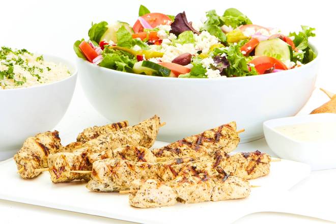Order Grilled Chicken Kebob Feast for 4 food online from Taziki's Mediterranean Cafe store, Raleigh on bringmethat.com