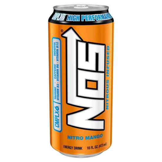 Order Nos Energy Drink High Performance Nitro Mango (16 oz) food online from Rite Aid store, Brook Park on bringmethat.com