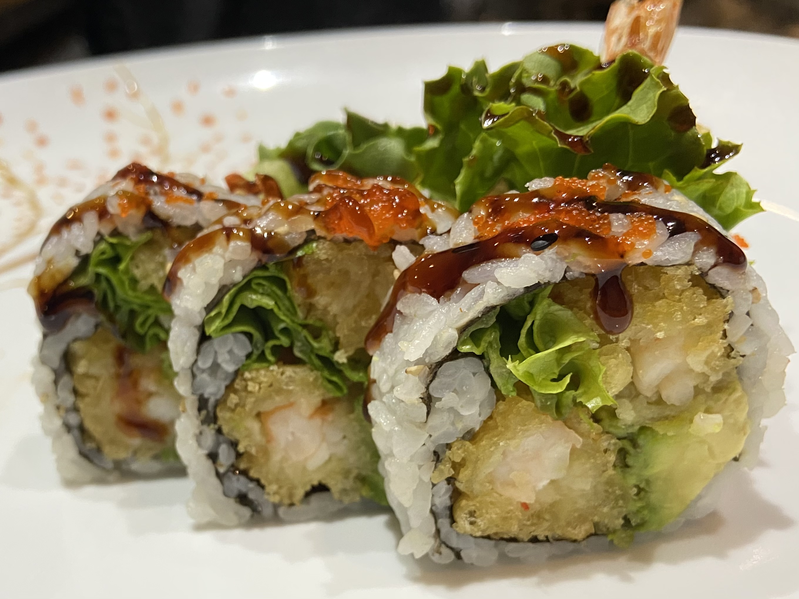 Order F01. Shrimp Tempura Roll-虾卷  food online from Soho Sushi store, Grand Rapids on bringmethat.com