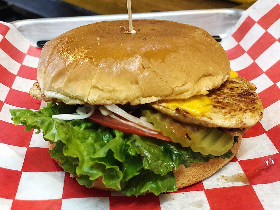 Order Chicken Cheeseburger food online from Marco's Burgers & Fries store, Mission on bringmethat.com
