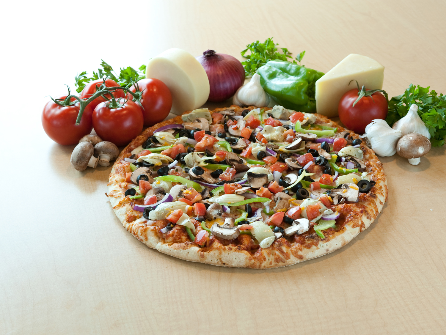 Order Classic Veggie Pizza food online from Straw Hat Pizza store, Santa Maria on bringmethat.com