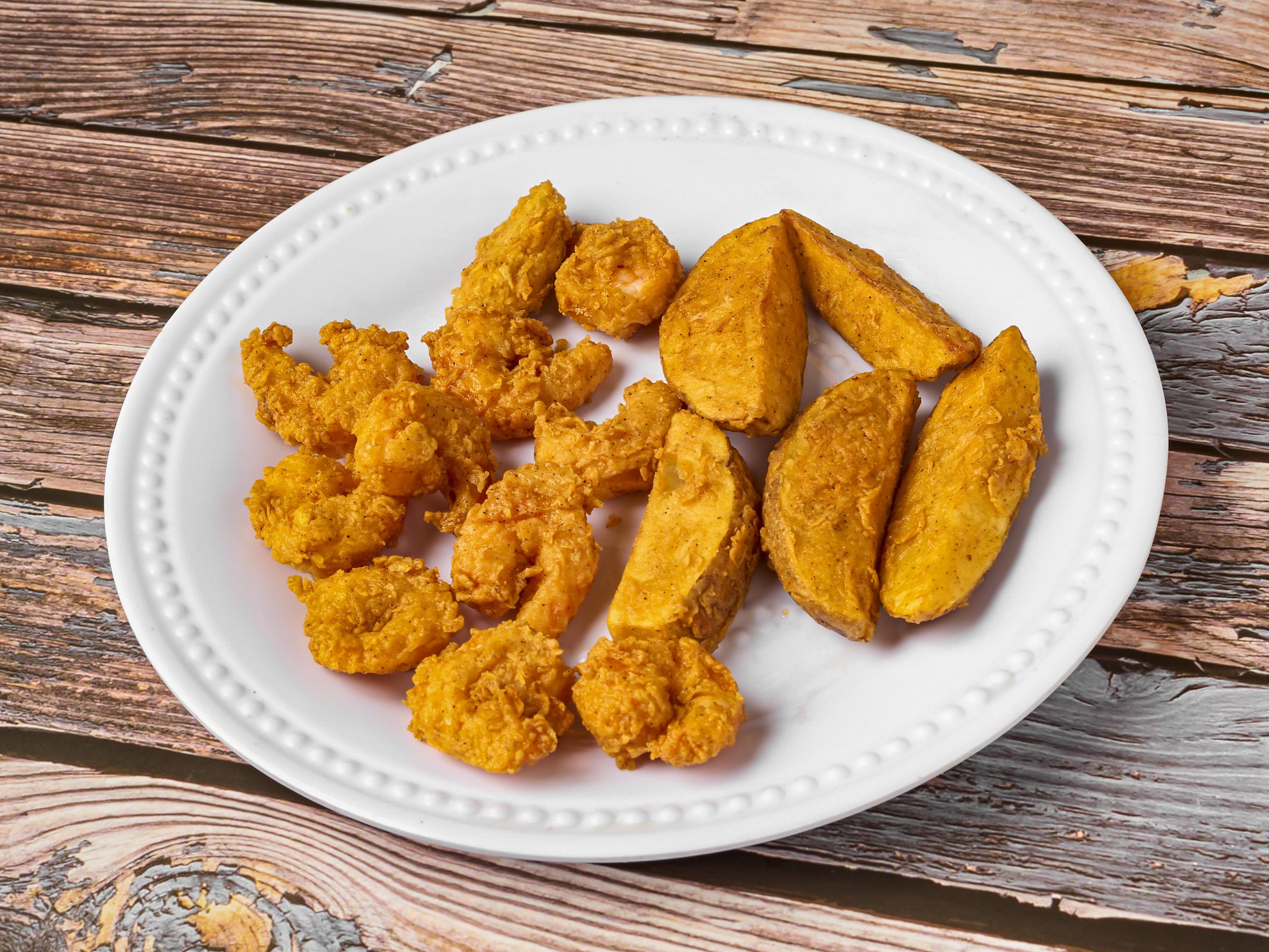 Order 10 Shrimp with side and 4pc wedge food online from Chester Chicken store, La Porte on bringmethat.com