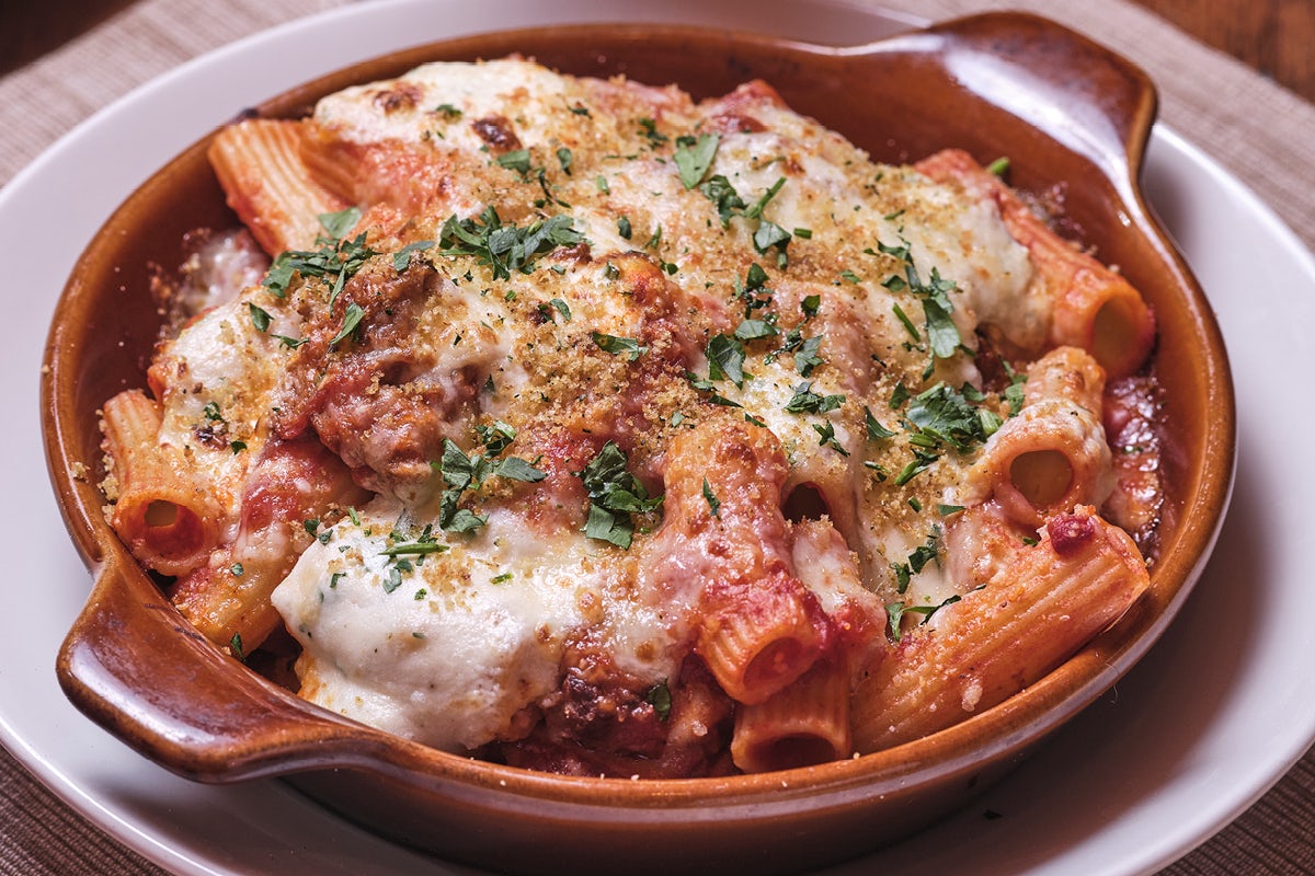 Order Oven-Baked Rigatoni & Meatballs food online from Bertuccis Restaurant store, Norwood on bringmethat.com