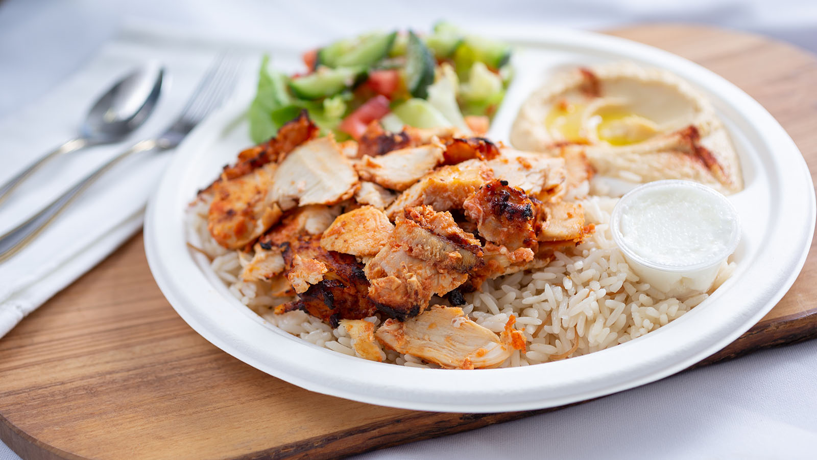 Order Chicken Shawarma Plate food online from Gyro Oasis Deli & Grill store, Irving on bringmethat.com