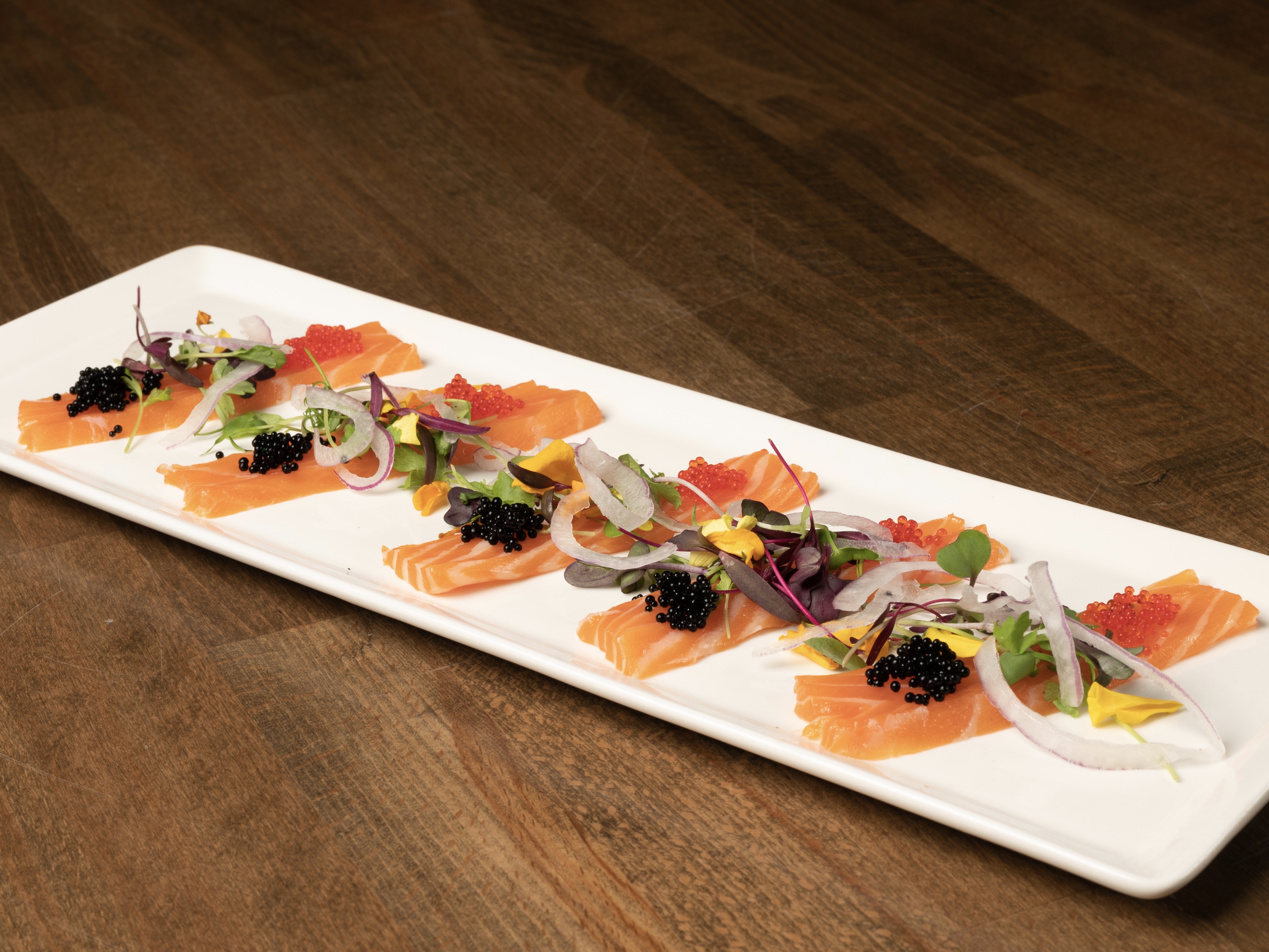 Order Salmon Carpaccio food online from Zeppin Sushi store, Los Angeles on bringmethat.com
