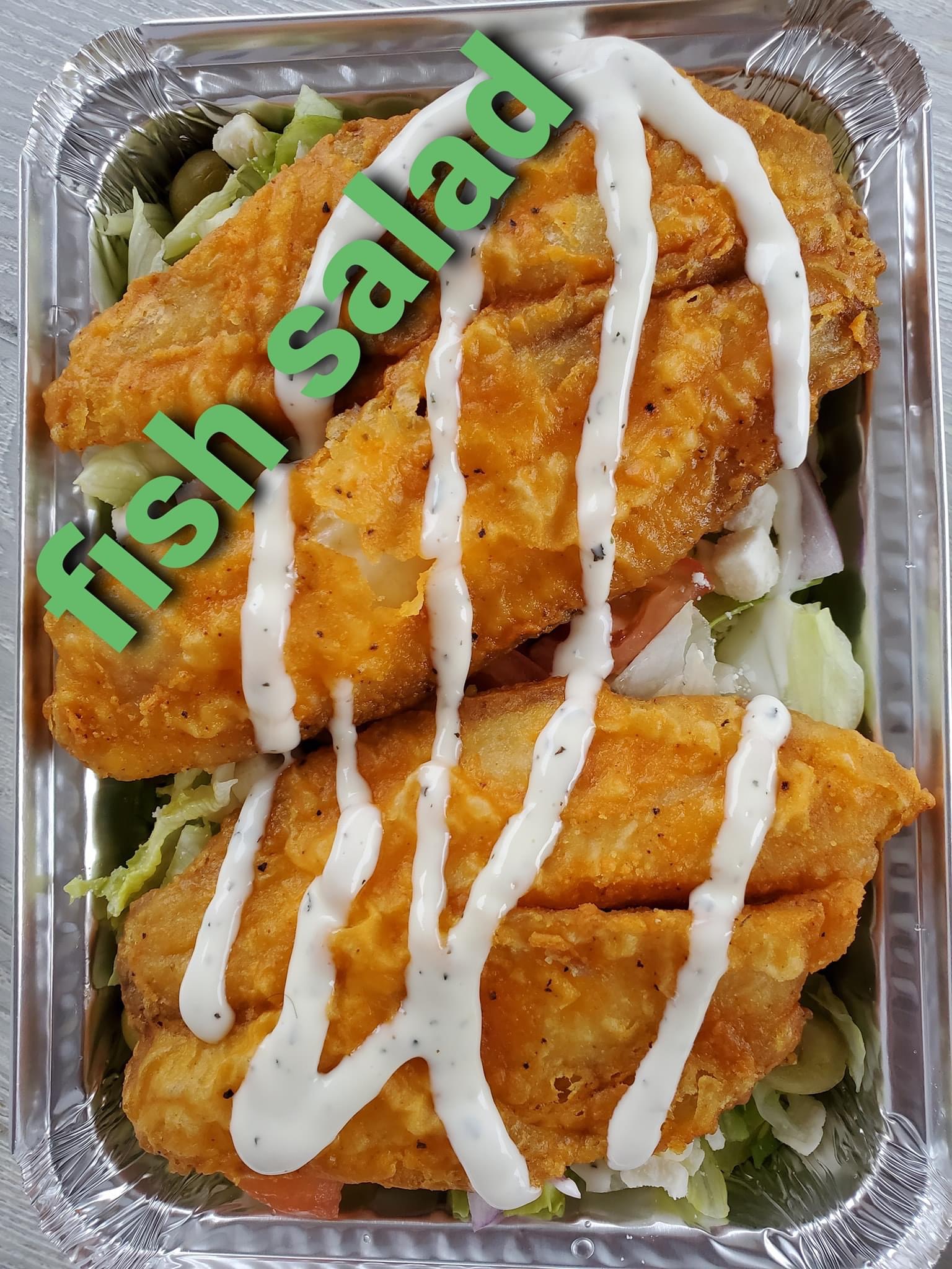 Order 8. Fish over Salad food online from Bucks Gyro Food Truck store, Warminster on bringmethat.com