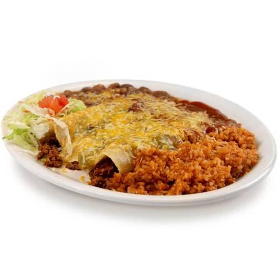 Order 3 Enchilada Platter food online from Twisters Burgers & Burritos store, Albuquerque on bringmethat.com